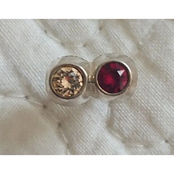 Chamilia Silver Wine Charm Pinot Noir & Pinot Grigio  Red + Peach Cubic Zirconia - Picture 2 of 8